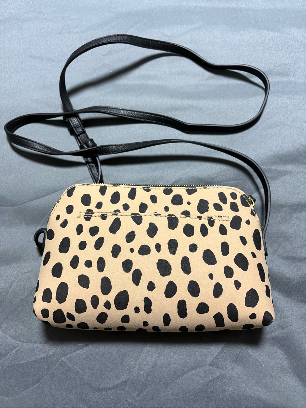 Leopard Print Crossbody Bag - Black and Cream